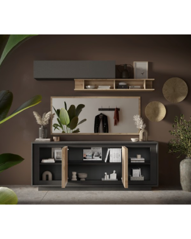 Buffet SKY 4 portes – Finition Mercure / Anthracite